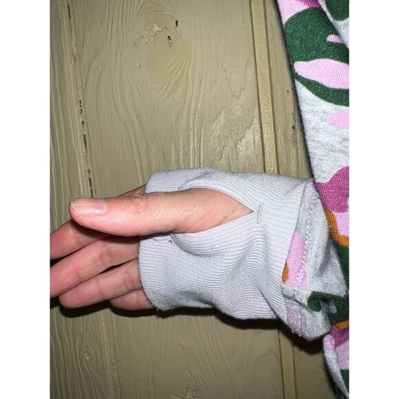 Cuddl Duds Large Cardigan Sweatshirt Purple Pink Gray Camo Thumb Holes Top QVC - Picture 4 of 14